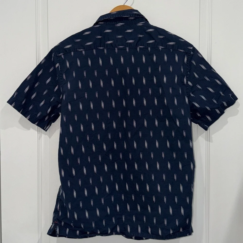 Banana Republic Dark Blue Patterned Short Sleeve button down slim fit  Shirt S